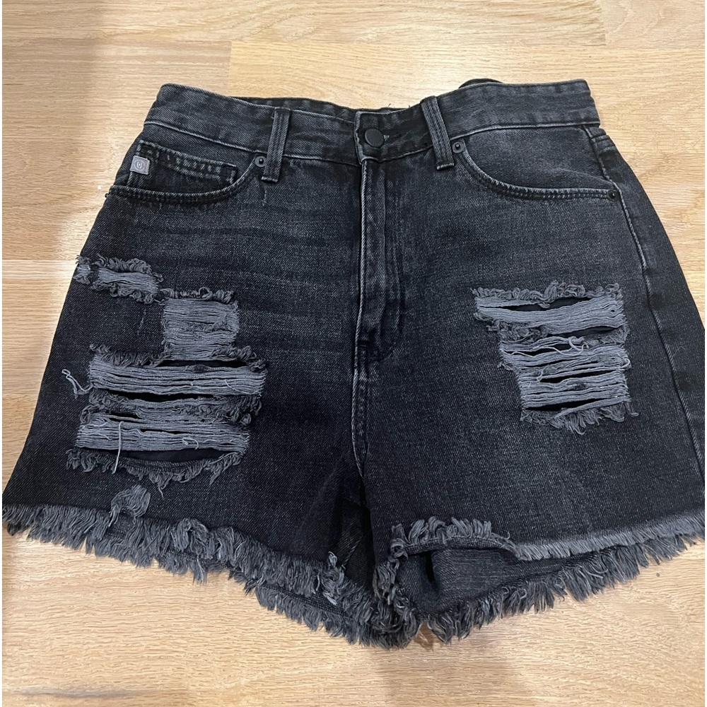 just USA black jean shorts